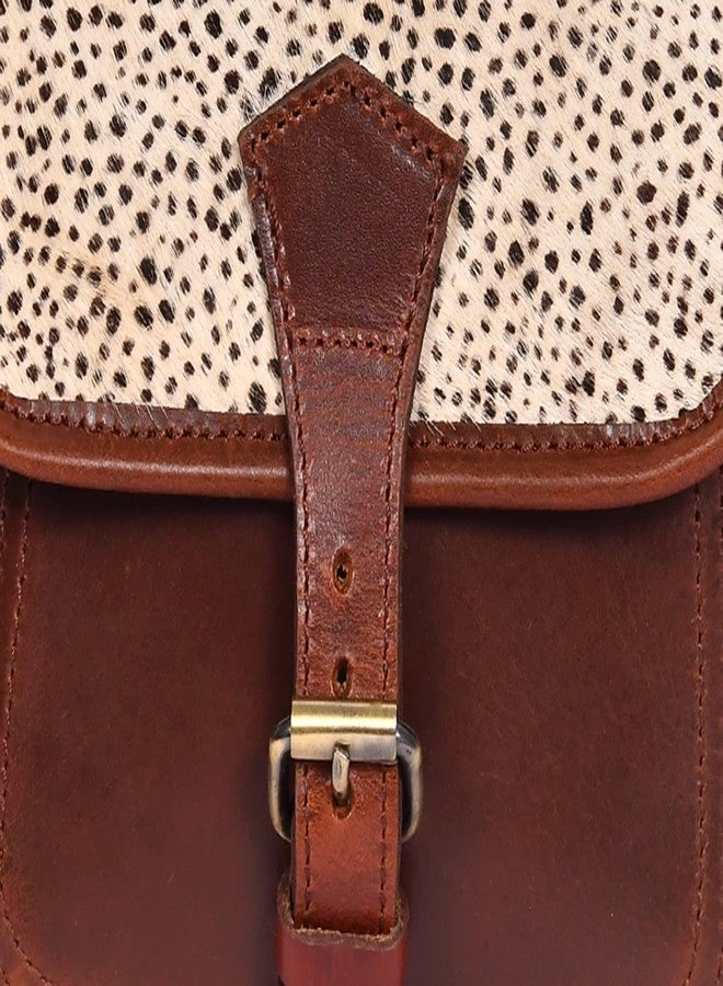 Celtic Women’s Leather Hair-On Flap Crossbody Sling Bag - Adjustable Strap - Image 4